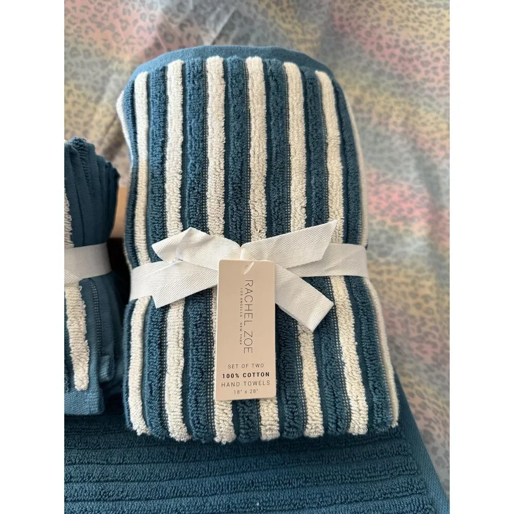 Rachel Zoe 100% Cotton Teal Towel Bundle Set –NWT (Bath/HandWashcloths) SET OF 8